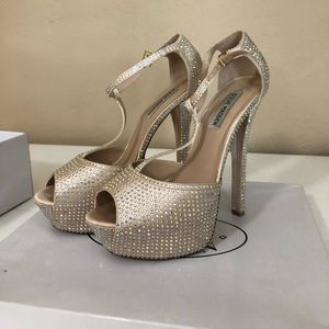 Steve Madden crystal platform heels